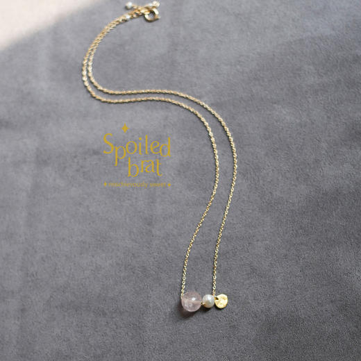 SpoiledBart Jewelry 14K注金 天然粉晶 珍珠 可爱 百搭 气质 项链 商品图0