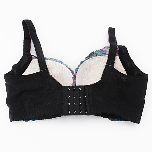 85c黑色绣花聚拢调整收副乳无钢圈女士文胸a15