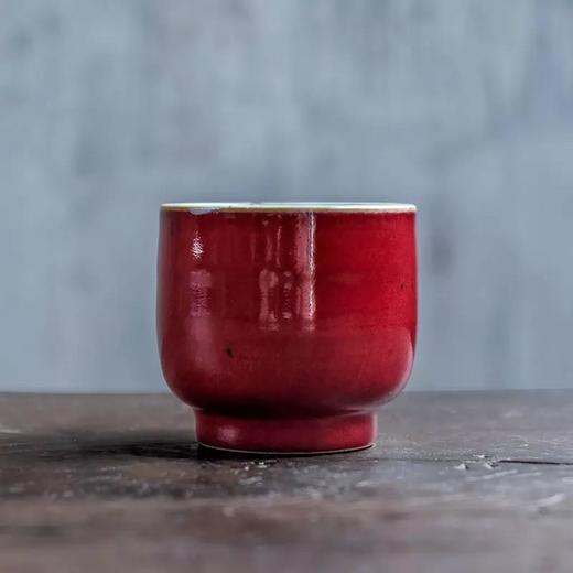 手工原矿霁红祭红釉品茗杯 商品图3