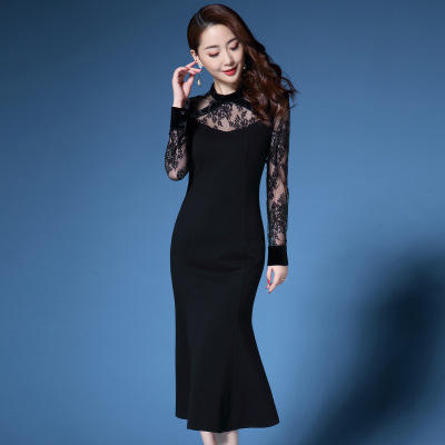 DY 4326 新款时尚蕾丝修身长款包臀鱼尾摆名媛气质 商品图2