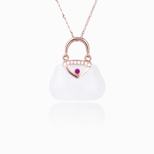 18k玫瑰金和田玉（白玉）吊坠-邂逅埃菲尔 商品图2