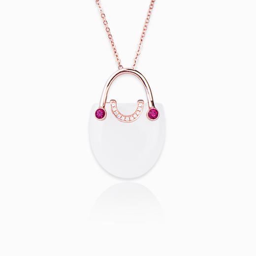 18k玫瑰金和田玉（白玉）吊坠-邂逅普罗旺斯 商品图1