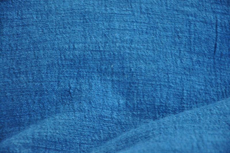 纯手工靛蓝染横纹棉麻布料植物草木染面料秋冬特色天然手作diy