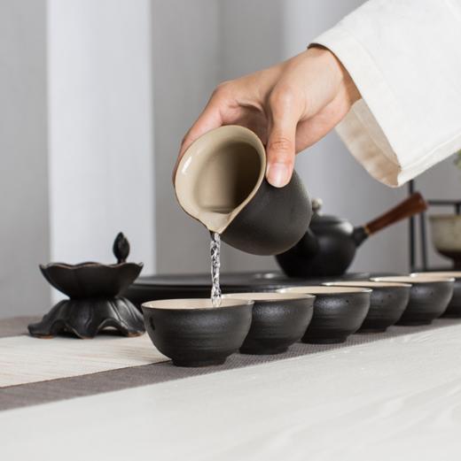 黑陶功夫茶具套装整套茶具陶瓷侧把壶茶杯 商品图3