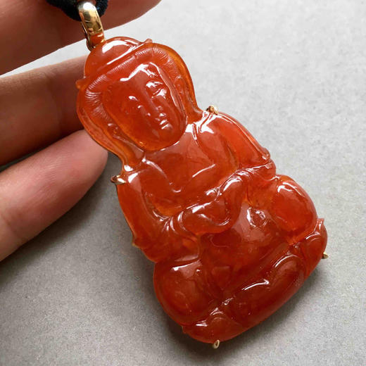 收藏级别的翡翠红翡观音18k黄金镶嵌 商品图5