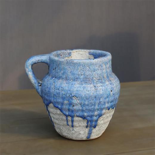 灰蓝流釉龟裂罐孤品