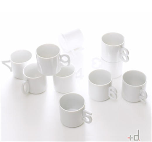 <plus d> 可爱数字杯 0-9 白色陶瓷杯 十款可选 商品图1