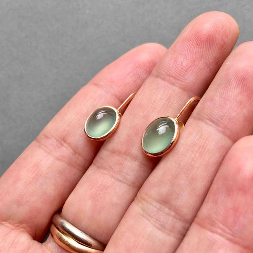 高冰种淡晴水耳钉18k玫瑰金镶嵌（无耳洞版本） 商品图7