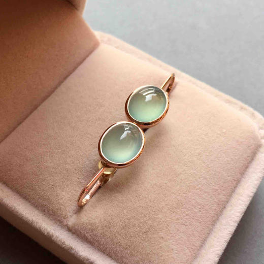 高冰种淡晴水耳钉18k玫瑰金镶嵌（无耳洞版本） 商品图3