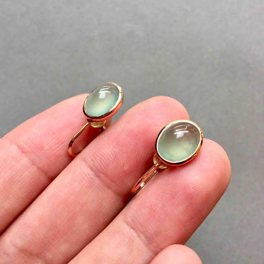 高冰种淡晴水耳钉18k玫瑰金镶嵌（无耳洞版本） 商品图8