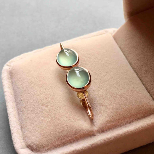 高冰种淡晴水耳钉18k玫瑰金镶嵌（无耳洞版本） 商品图1