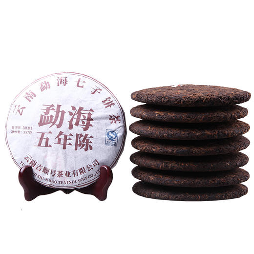 吉顺号普洱茶2012年勐海五年陈熟茶饼357克/饼 拍7饼送存茶布袋 商品图6