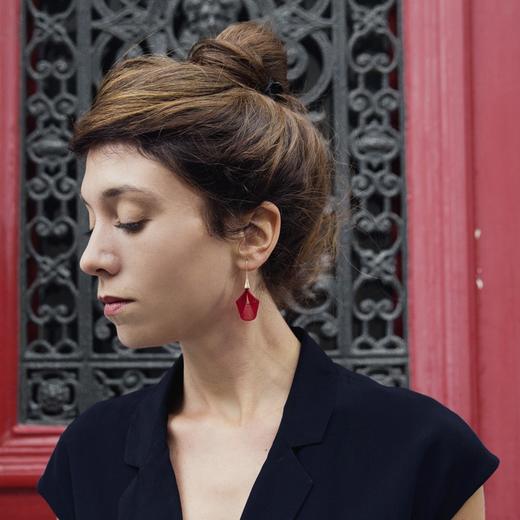 北京仓｜Vlum-Petale-Framboise 树莓红 耳环（耳钩款）［法国设计师］ 商品图0