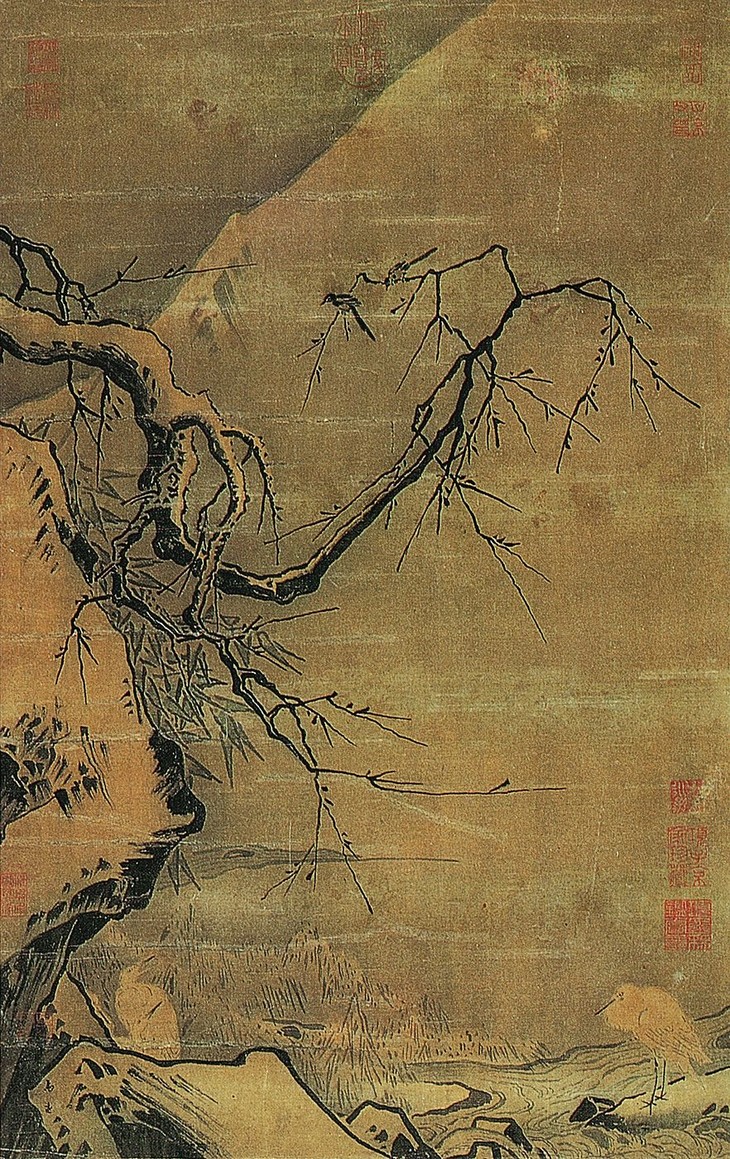 马远雪滩双鹭図挂轴日本二玄社复制画