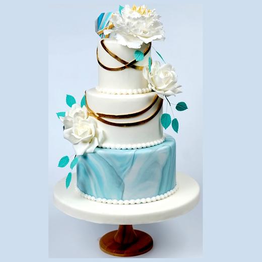 大理石鲜花主题婚庆蛋糕（提前一周预订） 商品图0
