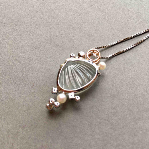 高冰种翡翠贝壳18k白金钻石镶嵌 商品图4