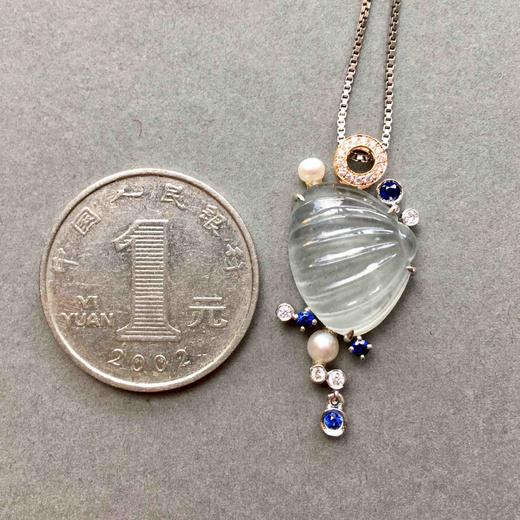 高冰种翡翠贝壳18k白金钻石镶嵌 商品图3