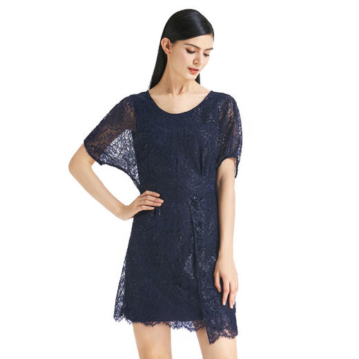 EITIE爱特爱女装春夏新品蕾丝钩花包臀短款蝙蝠袖连衣裙5507277 商品图5