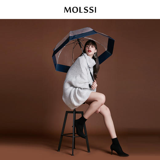 MOLSSI海军蓝直柄鸟笼伞 挂钩方便时尚简约 商品图3