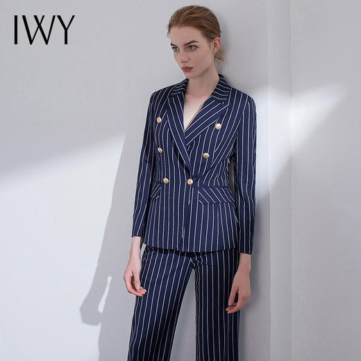 IWY/ 藏青色条纹西装长裤套装CP354 商品图3