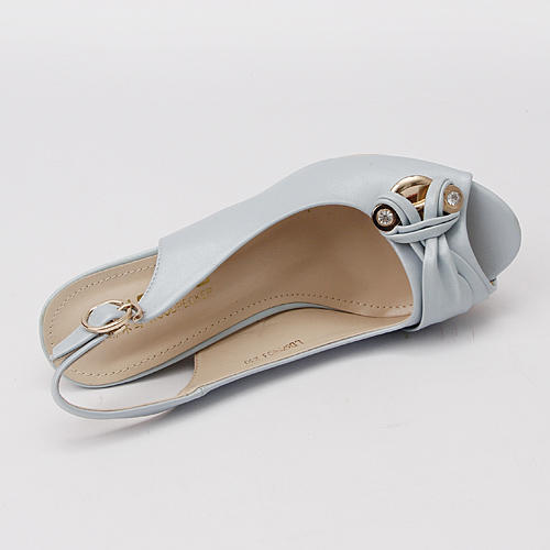 天蓝色plover啄木鸟秋冬时尚露趾凉鞋女性感百搭气质细跟高跟鞋c46