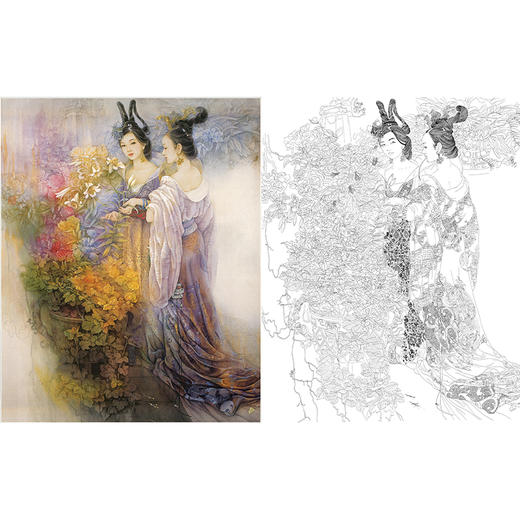工笔传统人物白描底稿工笔罗汉及仕女纪淑文斗方小品册页ja03