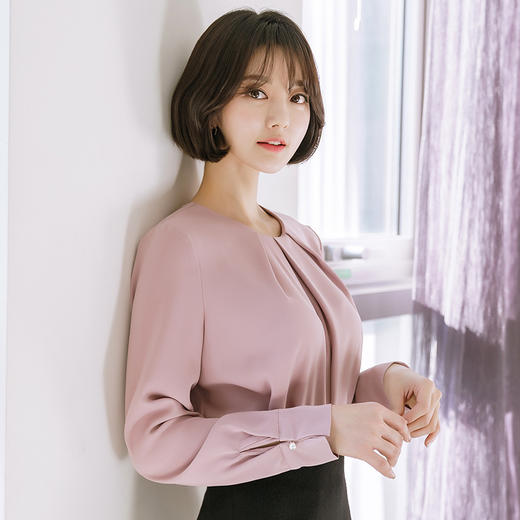 (3.26下架）2018新款春季韩版宽松长袖雪纺衬衣DLS1801 商品图2