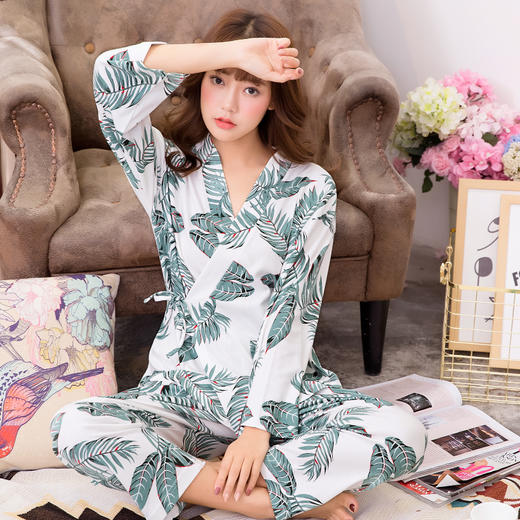（永久下架3.26）韩版睡衣女士长袖休闲和服家居服套装HYD8202 商品图4
