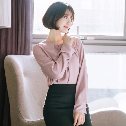 (3.26下架）2018新款春季韩版宽松长袖雪纺衬衣DLS1801 商品图3