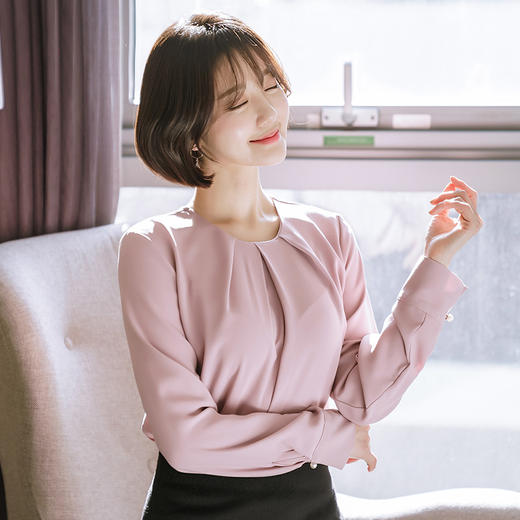 (3.26下架）2018新款春季韩版宽松长袖雪纺衬衣DLS1801 商品图0
