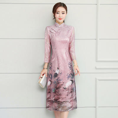 KLY 8123  新款改良奥黛中式连衣裙 商品图0