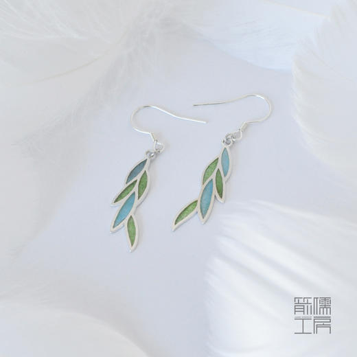 柳色新 / 925银透光珐琅耳坠【定制：7-15天】 ○ 箭儒工房 商品图2