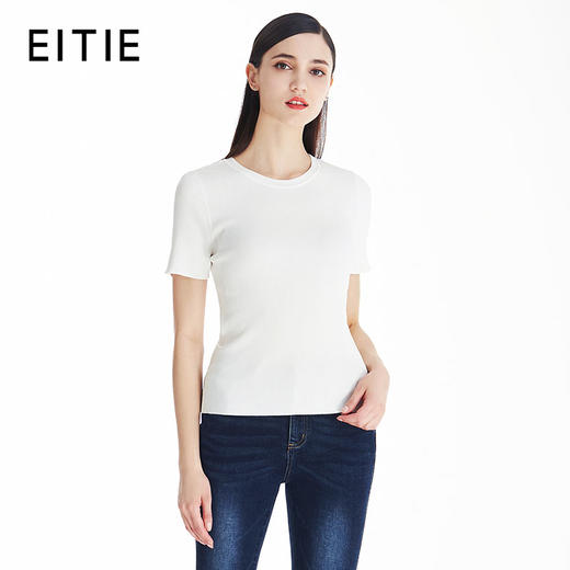 EITIE爱特爱女装春夏新品短袖圆领显瘦上衣针织衫针织T恤5701408 商品图0