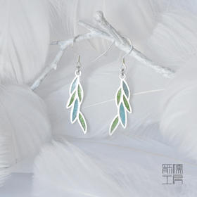 柳色新 / 925银透光珐琅耳坠【定制：7-15天】 ○ 箭儒工房