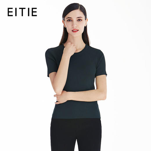EITIE爱特爱女装春夏新品短袖圆领显瘦上衣针织衫针织T恤5701408 商品图1