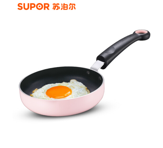 苏泊尔（SUPOR） 苏泊尔煎锅 迷你可爱无油烟不粘锅 平底锅煎蛋锅 明火燃气煤气专用 18CM 奶白色 PJ18Q1
