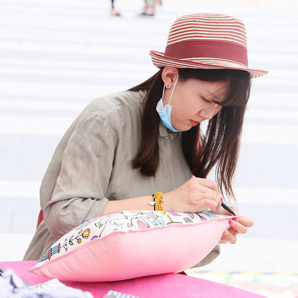 阳春小镇丨手绘靠枕靠包纯棉沙发 商品图2