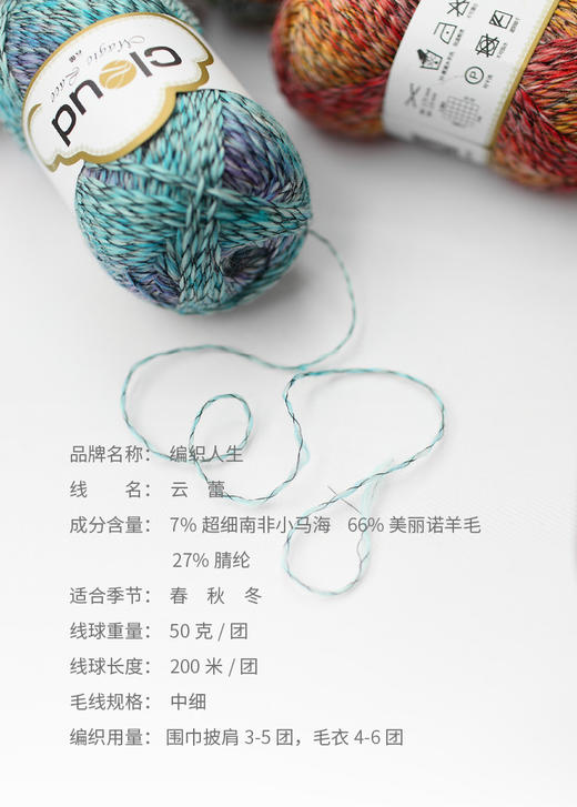【云蕾】长段染渐变细羊毛蕾丝线 50克/团 台湾小马海毛蕾丝/编织人生 商品图1