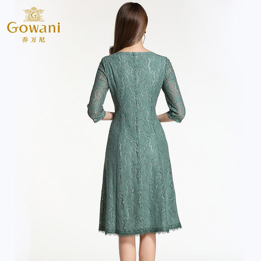 乔万尼连衣裙春装女韩版中长款修身蕾丝镂空a字裙EB1E715 商品图3