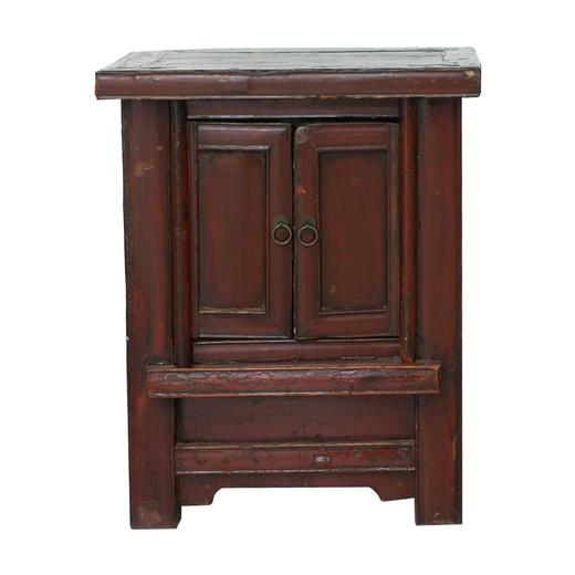 清晚期榆木中式古董家具小红漆柜（对）床头柜角柜Q0712009520 商品图1