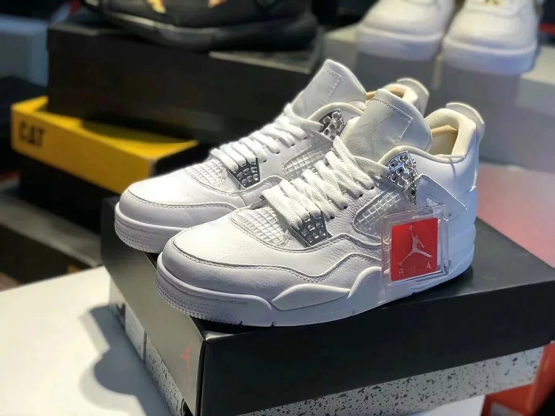 air jordan aj4乔4代 air j 4 pure money全白白银休闲篮球鞋 男鞋