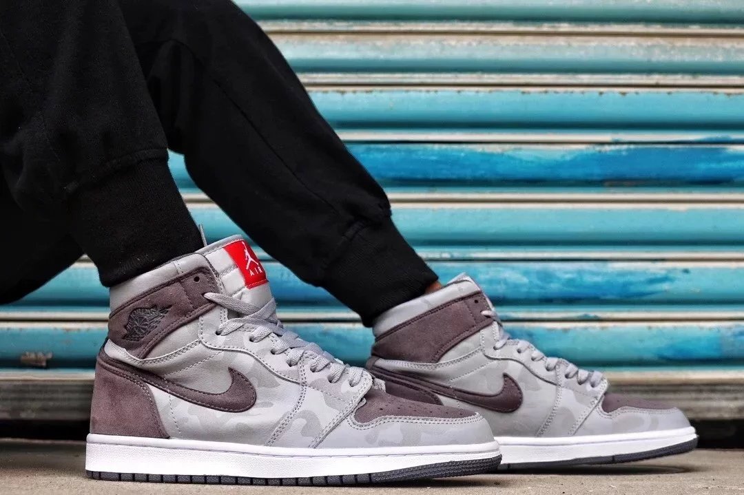 air jordan aj1乔1代黑灰迷彩3m反光高帮男鞋篮球鞋 aa3993-034