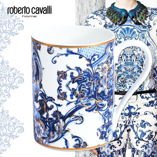 Roberto Cavalli 蓝色彩瓦系列马克杯 商品图1