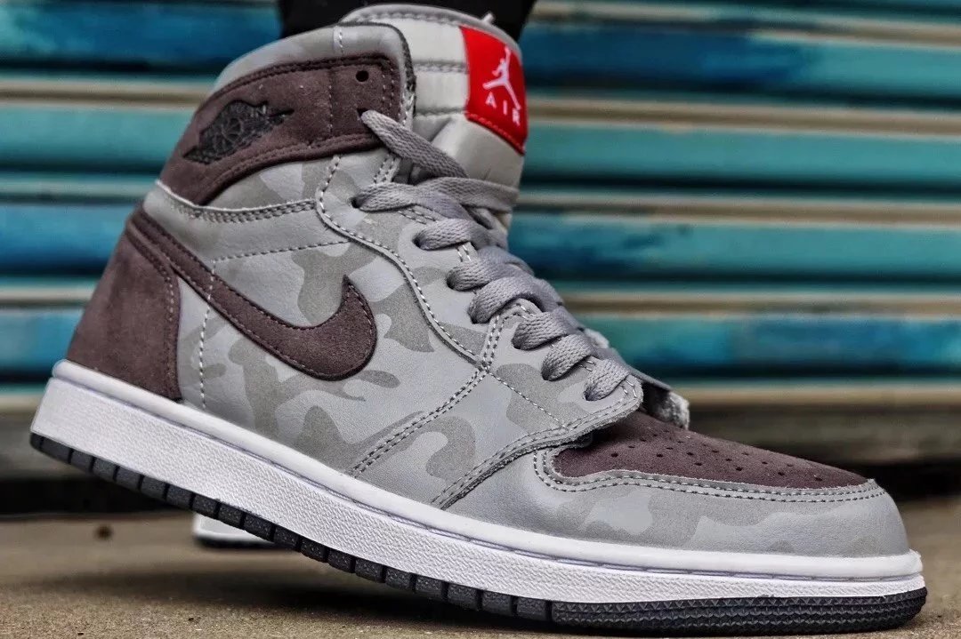 air jordan aj1乔1代黑灰迷彩3m反光高帮男鞋篮球鞋 aa3993-034