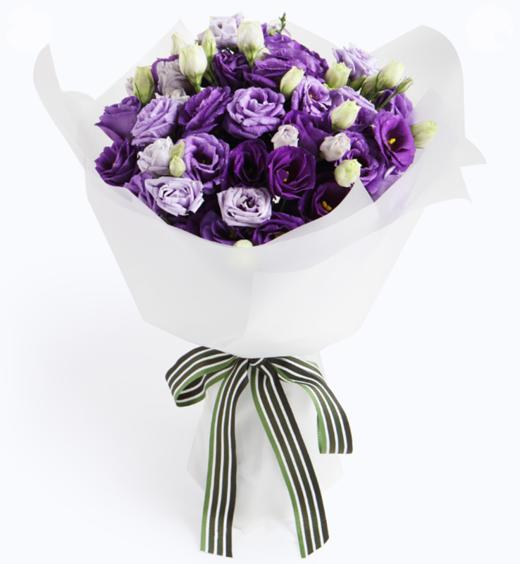 梦里花开--紫色桔梗1扎 白色opp雾面纸 白绿罗纹带(1089) 商品图0