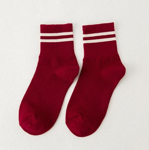 【袜子】两条杠学院风全棉中筒女袜 运动百搭女袜 商品图8