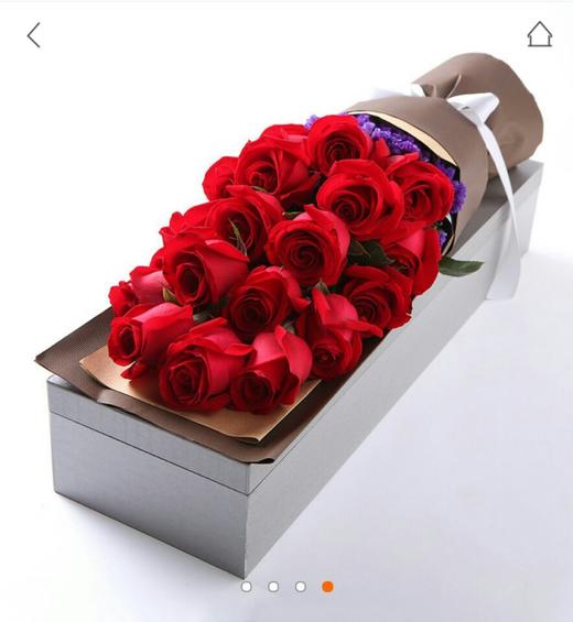 一往情深-高档礼盒装鲜花:19枝红玫瑰，勿忘我适量 商品图2