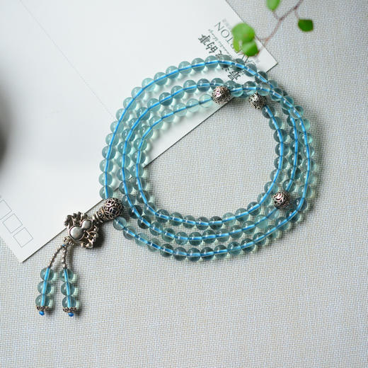 蛇眼蓝萤石多圈搭配银饰水晶手链手串珠串女款 商品图1