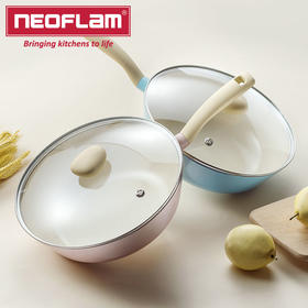 Neoflam 韩国新款30CM陶瓷不粘炒锅 煎炒两用平底锅 电陶炉燃气灶通用
