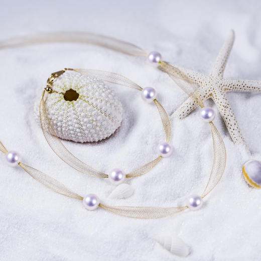 「丝路」8mmAkoya珍珠特殊工艺18K金手链 商品图4